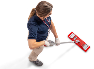 Woman cleaning with mop