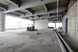 Construction site with dust and debris on the floor