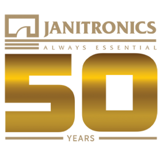 the Janitronics 50 Years logo