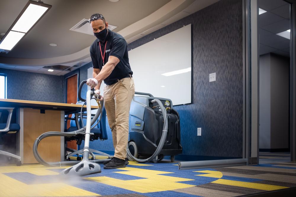 Janitronics cleaning technician Steam Cleaning Office Carpet